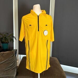 Admiral Mens Gold Authentic Referee Jersey Short Sleeve Front 1/2 Zip Size S NEW